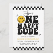 ワンハッピードゥデスマイル顔ファースト誕生日 招待状 (正面)