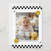 ワンハッピードゥデスマイル顔ファースト誕生日 招待状 (裏面)