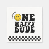 ワンハッピードゥデスマイル顔ボーイファースト誕生日 スタンダードカクテルナプキン (正面)