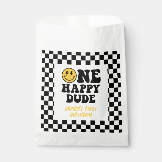 ワンハッピードゥデスマイル顔ボーイファースト誕生日 フェイバーバッグ (正面)