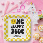 ワンハッピードゥデスマイル顔ボーイファースト誕生日 ペーパープレート (パーティー)