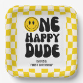ワンハッピードゥデスマイル顔ボーイファースト誕生日 ペーパープレート (正面)