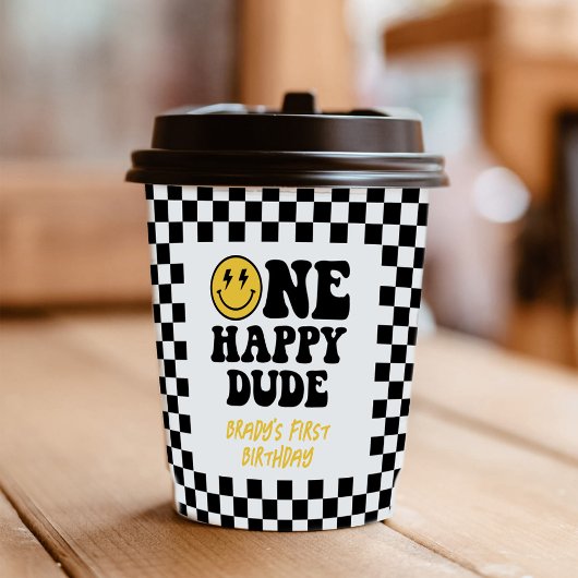 ワンハッピードゥデスマイル顔ボーイファースト誕生日 紙コップ