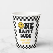 ワンハッピードゥデスマイル顔ボーイファースト誕生日 紙コップ (正面)