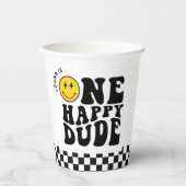 ワンハッピードゥデスマイル顔ボーイファースト誕生日 紙コップ (正面)