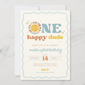 ワンハッピードゥデレトロサンファースト誕生日招待状 招待状 (正面)