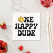 ワンハッピードゥデレトロハッピー顔1st誕生日 スタンダードカクテルナプキン (インサイチュ)