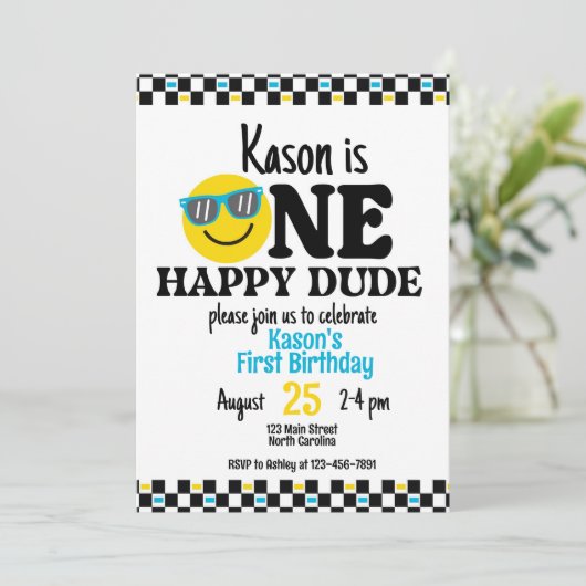 ワンハッピードゥデ誕生日1st誕生日 招待状 (スタンド正面)