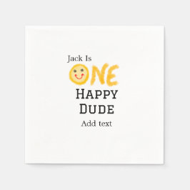 ワンハッピードゥデ1番ハッピーバースデースマイリー黄 スタンダードカクテルナプキン