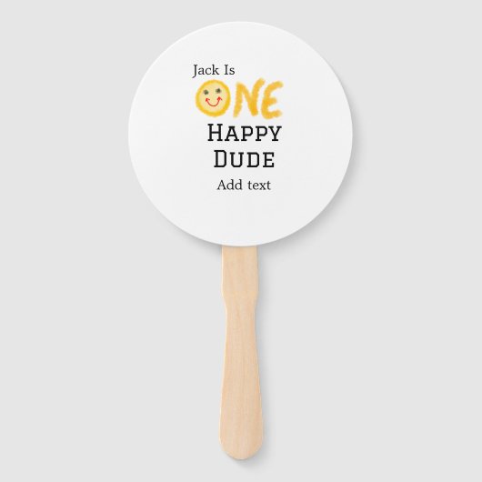 ワンハッピードゥデ1番ハッピーバースデースマイリー黄 ハンドファン (正面)