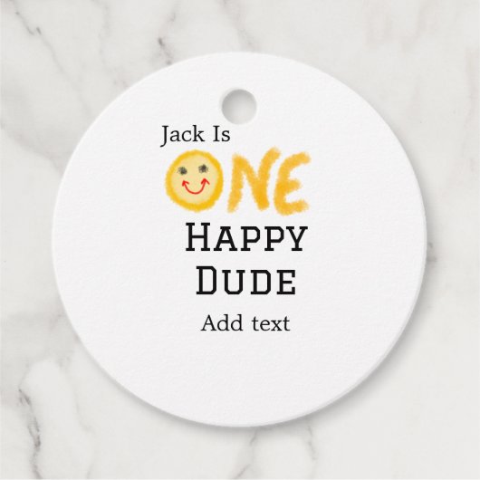 ワンハッピードゥデ1番ハッピーバースデースマイリー黄 フェイバータグ (正面)