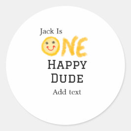 ワンハッピードゥデ1番ハッピーバースデースマイリー黄 ラウンドシール