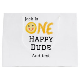 ワンハッピードゥデ1番ハッピーバースデースマイリー黄 ラージペーパーバッグ