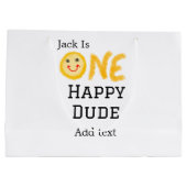 ワンハッピードゥデ1番ハッピーバースデースマイリー黄 ラージペーパーバッグ (裏面)