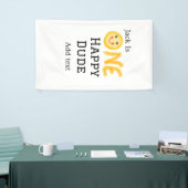 ワンハッピードゥデ1番ハッピーバースデースマイル黄 横断幕 (トレードショー)