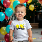 ワンハッピードゥデ1stバースデーイエロースマイル ベビーTシャツ