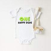 ワンハッピードゥデ1stバースデーグリーンスマイリー ベビーボディスーツ