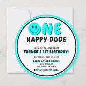 ワンハッピードゥデ1st誕生日スマイリーフェイス 招待状 (正面)