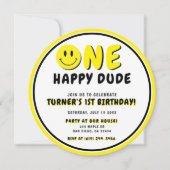 ワンハッピードゥデ1st誕生日スマイリーフェイス 招待状 (正面)