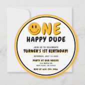 ワンハッピードゥデ1st誕生日スマイリーフェイス 招待状 (正面)