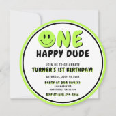 ワンハッピードゥデ1st誕生日スマイリーフェイス 招待状 (正面)