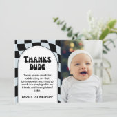 ワンハッピードゥードブルー誕生日フラットサンキューカード サンキューカード (スタンド正面)