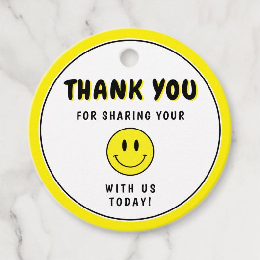 ワンハッピードゥード/ギャルイエロースマイリーサンキューベイト フェイバータグ (正面)