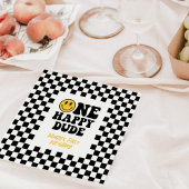 ワンハッピードゥー1歳の誕生日ナプキンス市松模様にさん スタンダードカクテルナプキン