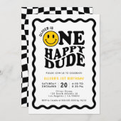 ワンハッピードゥ |かわいい顔少年の誕生日 招待状 (正面/裏面)