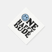 ワンハッピードゥ |ブルーレトロ名門私立校風のスマイル誕生日 スタンダードカクテルナプキン (角)