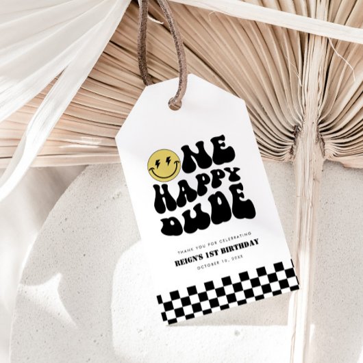 ワンハッピードゥ |男の子素晴らしいキッズ1st誕生日のお願い ギフトタグ