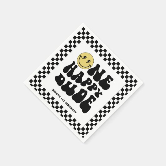 ワンハッピードゥ |男の子素晴らしいキッズ1st誕生日 スタンダードカクテルナプキン (角)