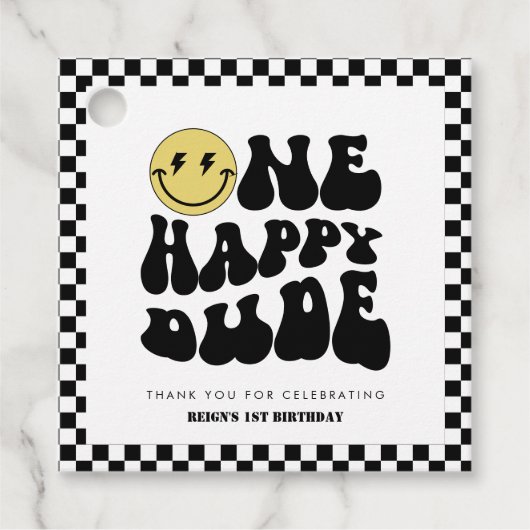 ワンハッピードゥ |男の子素晴らしいキッズ1st誕生日 フェイバータグ (正面)