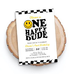 ワンハッピードウェー名門私立校風のブスマイルボーイ1st誕生日 招待状