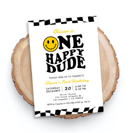 ワンハッピードウェー名門私立校風のブスマイルボーイ1st誕生日 招待状