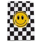 ワンハッピードダドハピー顔ファースト誕生日 ミディアムペーパーバッグ (裏面)