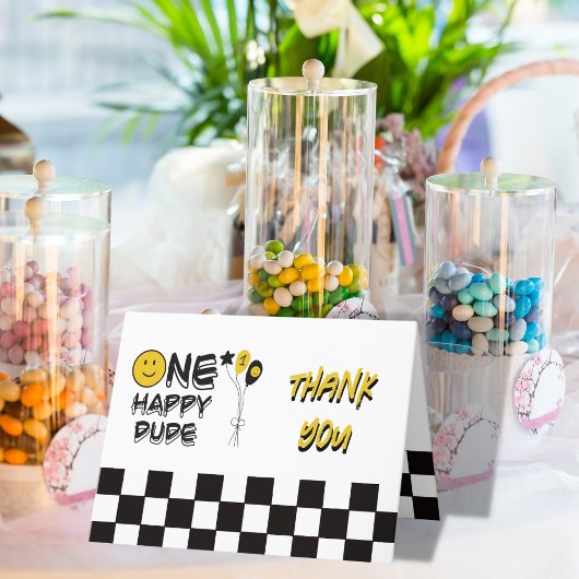 ワンハッピードデイエロースマイルファースト1stボーイ誕生日 サンキューカード