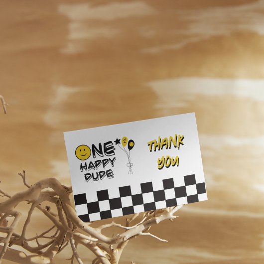 ワンハッピードデイエロースマイルファースト1stボーイ誕生日 サンキューカード
