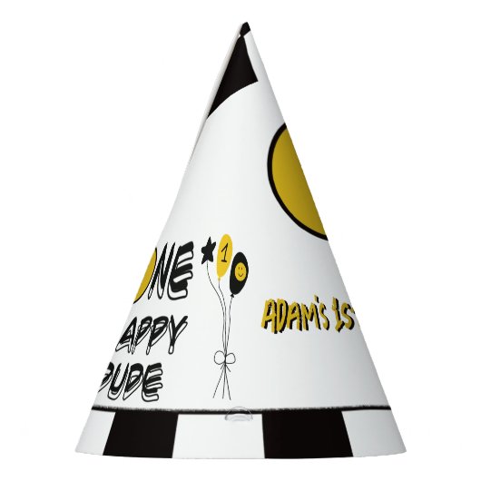 ワンハッピードデイエロースマイルファースト1stボーイ誕生日 パーティーハット (左)