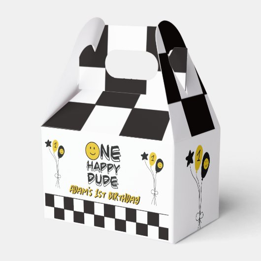 ワンハッピードデイエロースマイルファースト1stボーイ誕生日 フェイバーボックス (正面サイド)