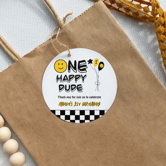 ワンハッピードデイエロースマイルファースト1stボーイ誕生日 ラウンドシール