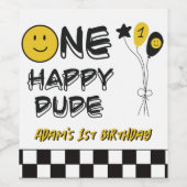 ワンハッピードデイエロースマイルファースト1stボーイ誕生日 ワインラベル (シングルラベル)