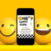 ワンハッピードデイエロースマイルファースト1stボーイ誕生日 招待状