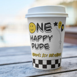 ワンハッピードデイエロースマイルファースト1stボーイ誕生日 紙コップ