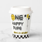 ワンハッピードデイエロースマイルファースト1stボーイ誕生日 紙コップ (正面)