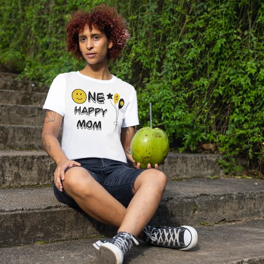 ワンハッピードデイエロースマイルファースト1stボーイ誕生日 tシャツ