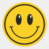 ワンハッピードデスマイル絵文字ファースト誕生日 ラウンドシール (正面)