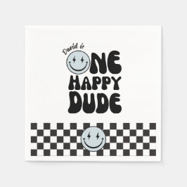 ワンハッピードデファースト誕生日ハッピー顔 スタンダードカクテルナプキン