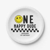 ワンハッピードデファースト誕生日紙プレート ペーパープレート (正面)