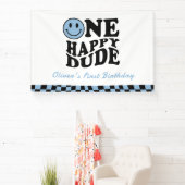 ワンハッピードドゥウェーブブルースマイル顔1st誕生日 横断幕 (インサイチュ)